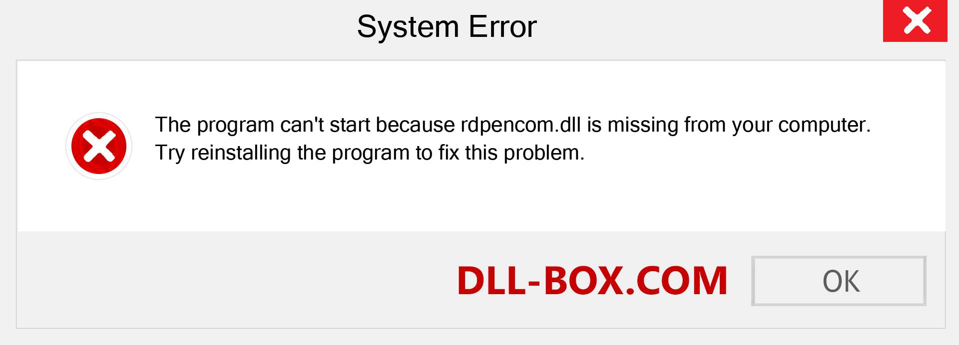  rdpencom.dll file is missing?. Download for Windows 7, 8, 10 - Fix  rdpencom dll Missing Error on Windows, photos, images